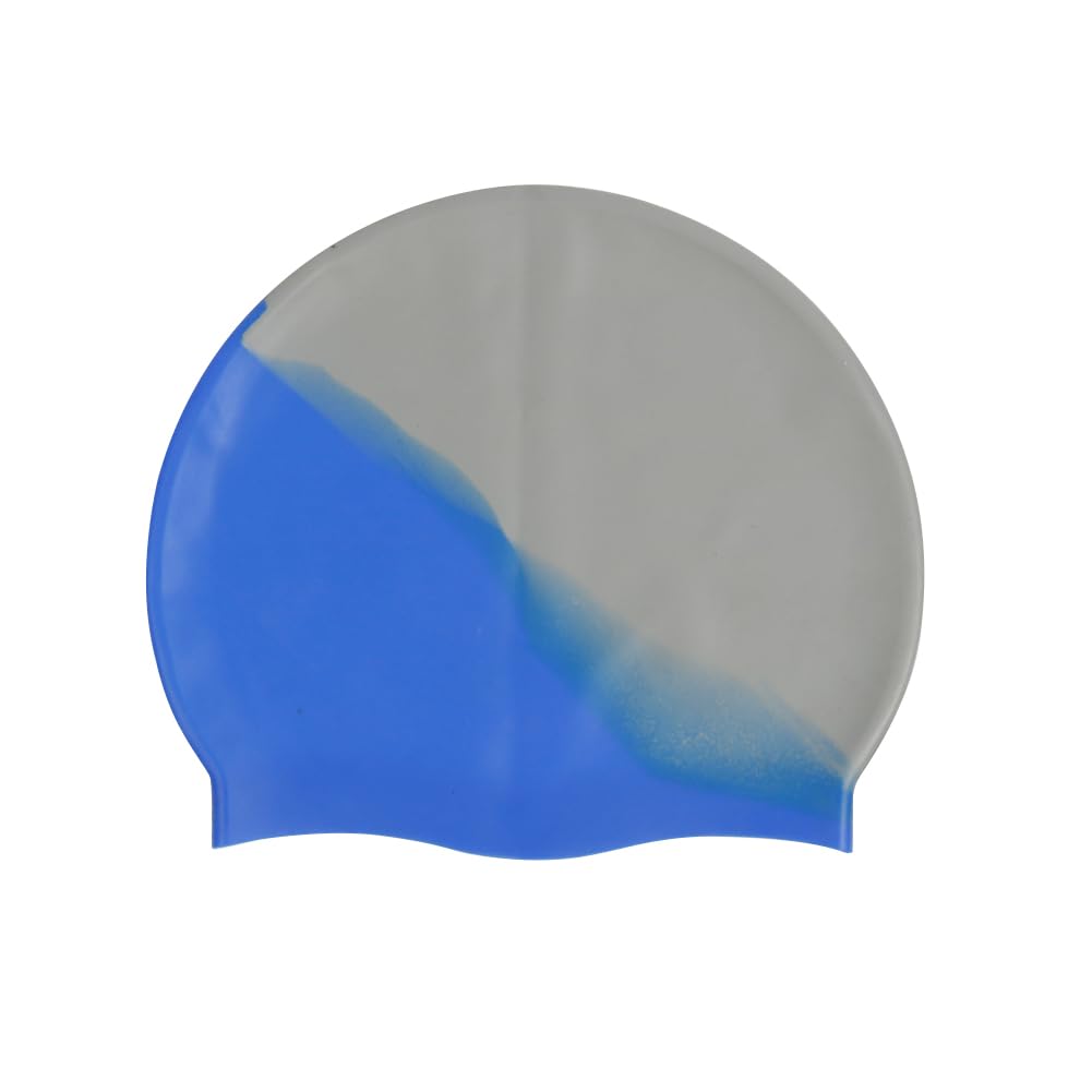 HYCOPROT Kids Swimming Cap 100% Silicone Swimming Hats for Boys And Girls Comfortable And Elastic Waterproof Swim Caps,Elastic Swim Hat For Long Hair And Short Hair (Grey/Blue) — image 1