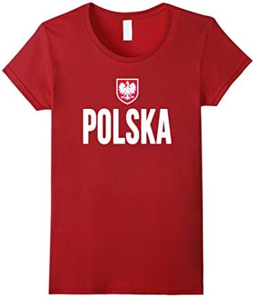 Women's POLSKA T-shirt Polish Pride Flag Tee Poland Soccer Football Large Cranberry
