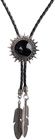 Huabola Western style tie Mens Pu leather Sun bolo tie necklace