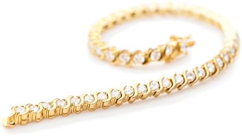 KAWAI! Fashion Tennis Bracelet Yellow Gold Plated Stainless Steel Cubic Zirconia