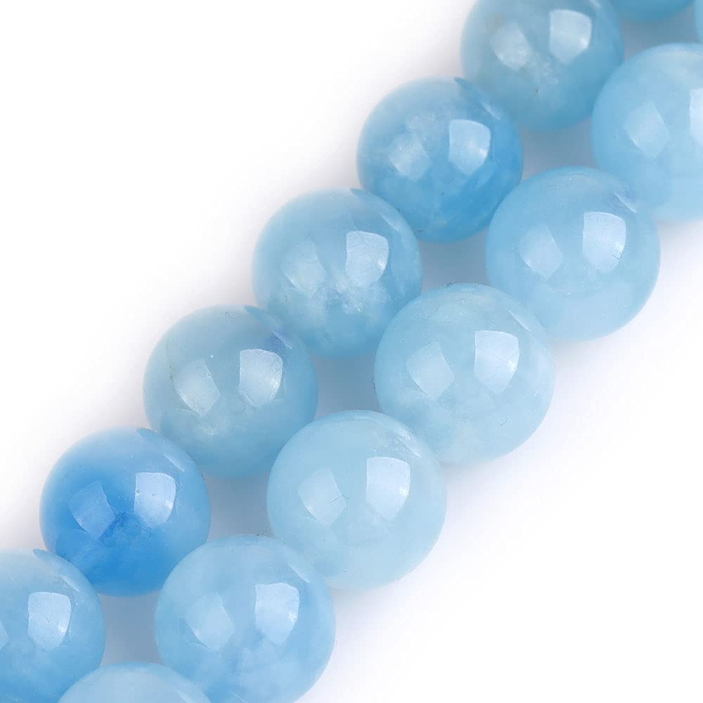 GEM-Inside Natural AA Grade 12mm Aquamarine Quartz Round Gemstone Semi Precious Loose Beads for Jewellery Making 15''