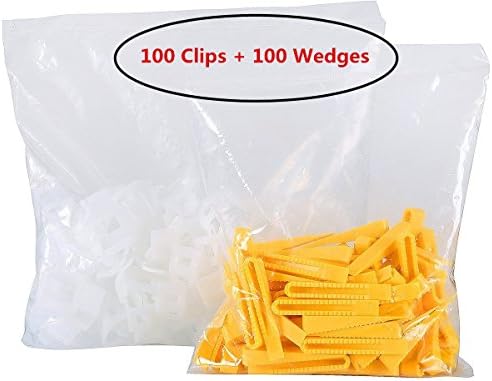 FLK Tech 200 Tile Leveler 100 Clips + 100 Wedges Plastic Tile Leveler Spacers Lippage Construction Flooring Spacer Flooring Level Lippage Tile