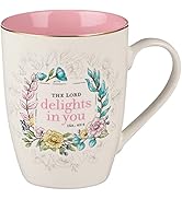 Christian Art Gifts Scripture Ceramic Encouraging Coffee and Tea Mug for Women: The Lord Delights...