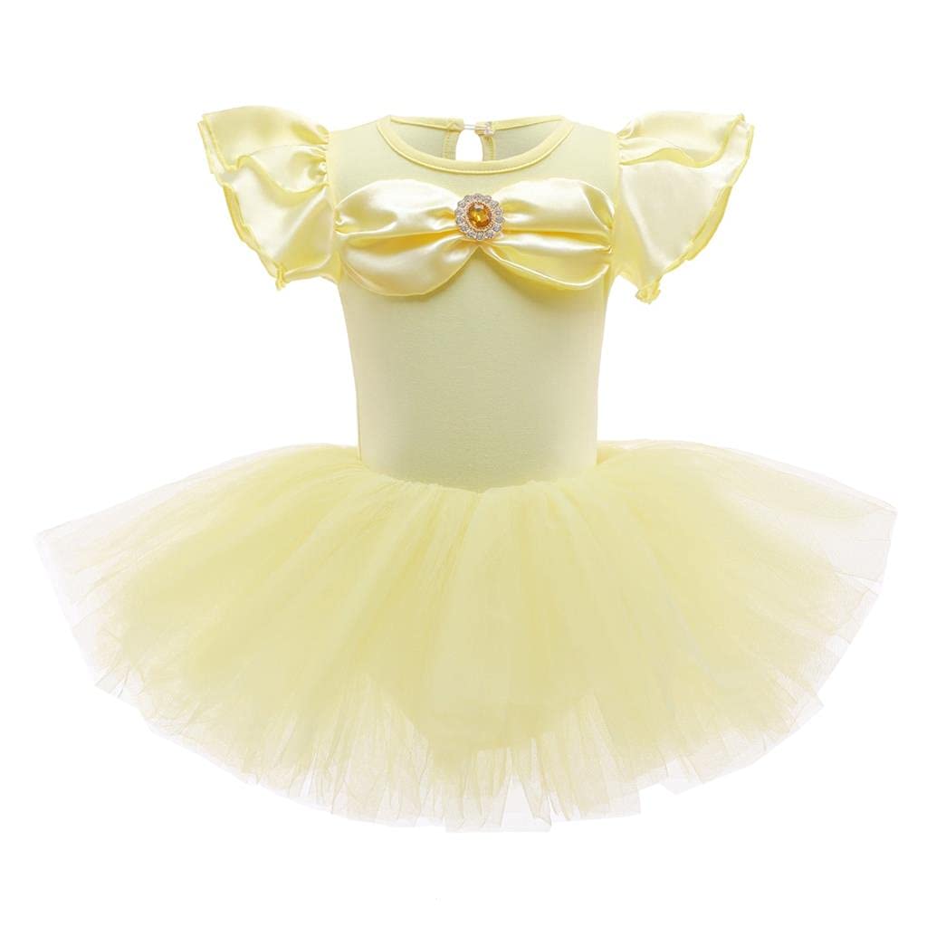 Lito Angels Princess Belle Ballerina Costume Ballet Leotard with Tutu Dress for Kids Girls, Fancy Dance Wear Outfit Age 6-7 Years, Yellow (Tag Number 130) — image 1