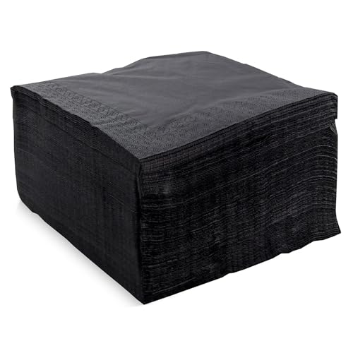 MORIGAMI SER42204960 Tovagliolo 40x40, 2 strati, piega 1/4, 100 tovaglioli, 2 strati liscio con mantovana, nero