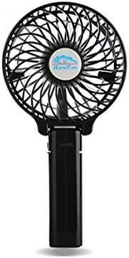 YDL Foldable Mini Handheld Fan - Portable Fan with Umbrella Hanging and Metal Clip -Desk Fan with USB and Battery Operated for Computer and Office. Quiet (Black)