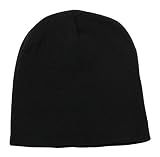 Top Level 8.5" Plain Beanie Skull Cap | Winter Unisex Knit Hat Toboggan for Men & Women | Timeless Clothing Accessories, Black