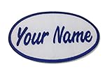 Lan Stang Custom Embroidered Name Patch Uniform Name Tag Personalized Label Iron On Sew On 2x4 inches (White-Oval)