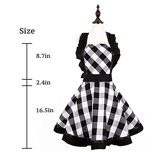RosieLily Vintage Apron for Women Retro Apron Plaid Apron Kitchen Apron