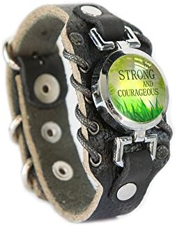 Encouragement Bracelet - Be Strong and Courageous (Black & Silver)