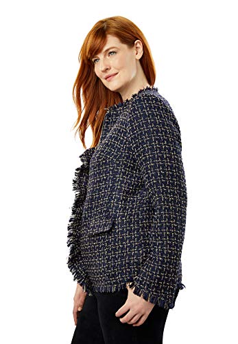 Jessica London Women's Plus Size Sparkle Tweed Jacket - Navy Gold Tweed, 20 W