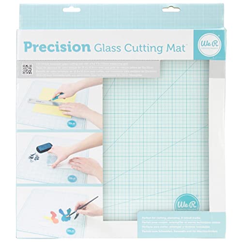 We R Memory Keepers Glass Cutting Mat, White, Sturdy Craft Work Surface, Easy Cleanup, Measuring, Draw Straight Lines, Good for Polymer Clay, Ink, Paint, Card Making, Paper Cutting, and More
