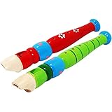 2 pcs Small Wooden Recorders for Toddlers, Colorful Piccolo Flute for Kids,Learning Rhythm Musical Instrument,Sealive Baby Ea