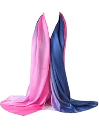 Bellonesc Silk Scarf 100% silk Long Lightweight Sunscreen Shawls for Women (rose red-blue)