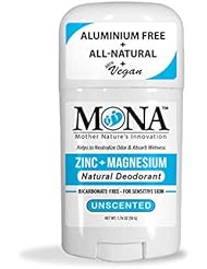 MONA BRANDS All Natural Deodorant with Magnesium & Zinc | Sensitive Skin | For Men, Women, Boys, & Girls | Plant-based | Vegan, Non-GMO, Gluten & Cruelty free | No Aluminum or Baking Soda | UNSCENTED