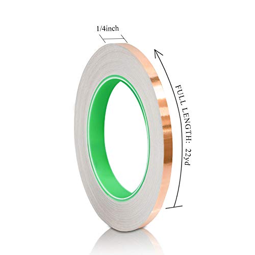 Copper Foil Tape with Double-Sided Conductive, for Guitar, EMI Shielding, Stained Glass, Soldering, Electrical Repairs, Paper Circuits, Grounding and Crafts