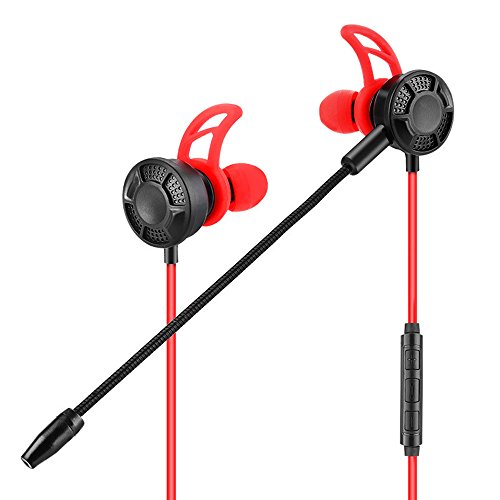 WowHo HD Gaming Headset with Mic 3.5mm in-Ear Noise Cancelling with Double Microphone(Line Control+Detachable) for PUBG, PS4, Xbox ONE