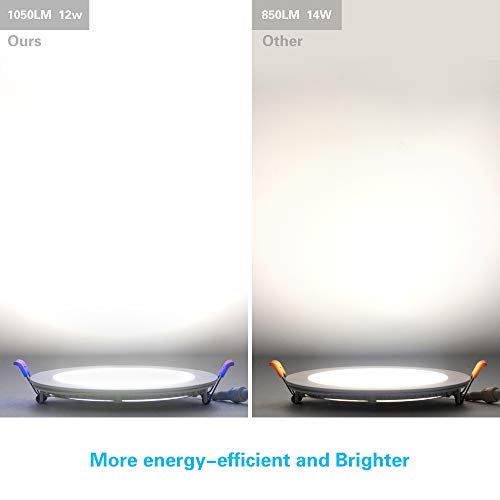 Ensenior 12 Pack 6 Inch Slim LED Recessed Lighting with Junction Box, 5000K Daylight, 12W, 110W Equiv, Dimmable, 1050LM High Brightness - ETL & Energy Star Certified