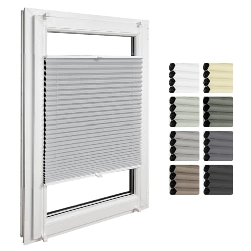 Home-Vision Premium Doppelplissee mit Klemmfix Weiß-Grau B100 x H80cm