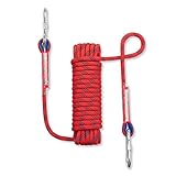 NIECOR 12MM Outdoor Climbing Rope 10M(32ft) 20M(64ft) 30M (98ft) Static Rock Climbing Rope, Escape Rope Ice Climbing Equipment Fire Rescue Parachute Rope (Red, 10m(32ft))