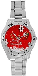 Fashions Merry Christmas Santa and Reindeers Team Men's Stainless Steel Analog Watch