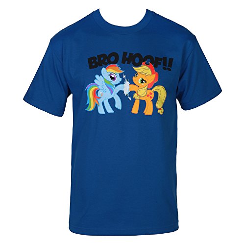 My Little Pony Friendship Is Magic Rainbow Dash and Applejack Bro Hoof Adult Royal Blue T-shirt (Adult Large)