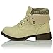 Women's DailyShoes Combat Style Lace Up Sweater Top Ankle Bootie With Pocket for Credit Card Knife Money Wallet Pocket Boots, 9,Beige PU,9 B(M) US