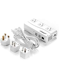 BESTEK Universal Travel Adapter 220V to 110V Voltage Converter with 6A 4-Port USB Charging and UK/AU/US/EU Worldwide Plug Adapter