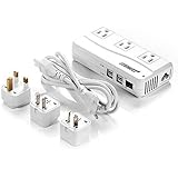 BESTEK Universal Travel Adapter 220V to 110V Voltage Converter with 6A 4-Port USB Charging and UK/AU/US/EU Worldwide Plug Adapter