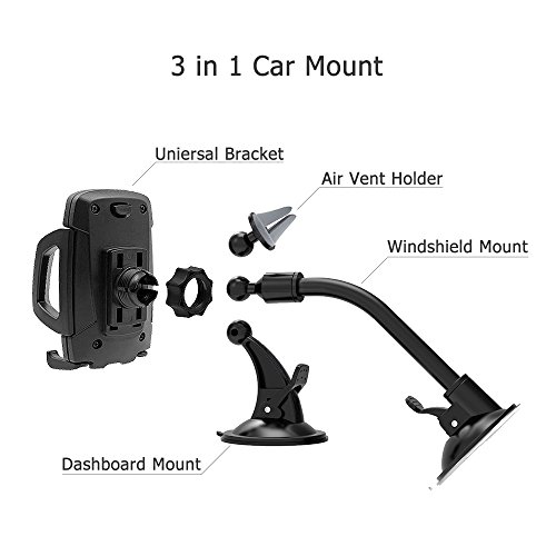 Car-Phone-Mount-Vansky-3-in-1-Universal-Phone-Holder-Cell-Phone-Car-Air-Vent-Holder-Dashboard-Mount-Windshield-Mount-for-iPhone-7-Plus8-PlusX76S6Samsung-Galaxy-Note-S6-S7-and-More
