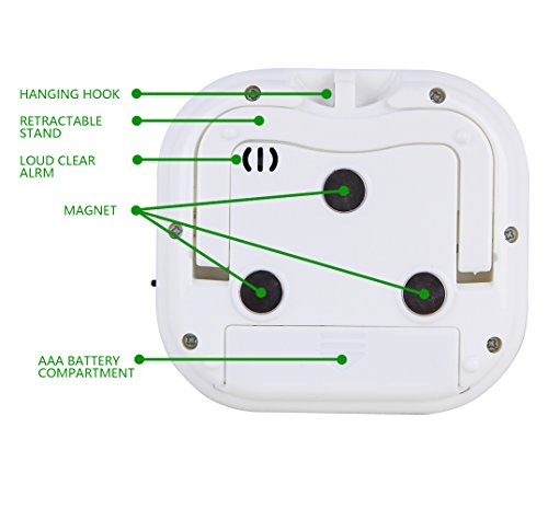 Hiash Digital Kitchen Timer Big Digital LED Display Volume Adjustable Back Strong Magnetic Automatic Shutdown, White