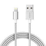 Anker 6ft Nylon Braided USB Cable with Lightning Connector [Apple MFi Certified] for iPhone 7 / 7 Plus / 6s / 6s Plus / 6 / 6 Plus, iPad Pro Air 2 and More (Silver)
