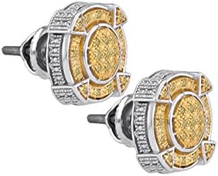 Sterling Silver Canary Yellow Diamond Earrings 1/8 Ctw.