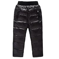 ZIYOYOR Kids Boys Girls Winter Lightweight Down Pants Trousers Warm Ski Pants (Size 90:Suggest Height 31.5"-35.4", Black)