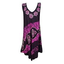 Mogul Interior Womens Beach Tank Dress Embroidery Caftan Cover Up S/M/L