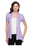 G2 Chic Women's Solid Ruched Short Sleeve Open Cardigan
