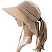 Women's Summer Bill Neck Flap Hat UPF 50+ Cotton Sun Cap with Large Brim Shade Khaki