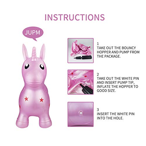 Unicorn Hopper, Horse Hopper, Bouncy Inflatable Animal Ride-on Toy for Children, Boys and Girls, Toddlers (Pump Included)