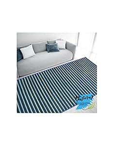 Alfombra de Salón o Comedor, de Rayas Azules, de Bambú Natural 200 X