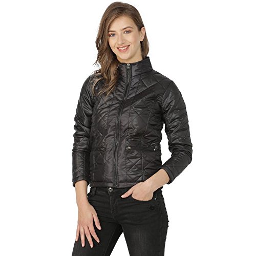 campus sutra full sleeve solid women quilted jacket black