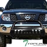Topline Autopart Black Bull Bar Brush Push Front Bumper Grill Grille Guard With Skid Plate For 05-17 Nissan Frontier ; 05-07 Pathfinder ; 05-15 Xterra