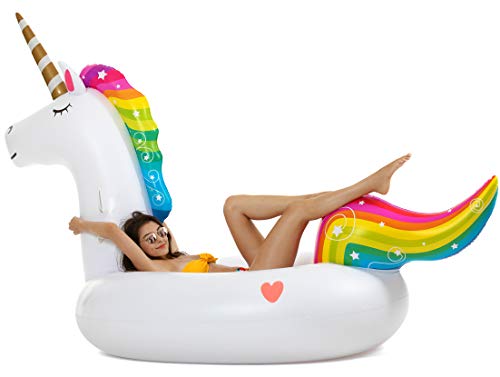 Vickea Leisure Giant Inflatable Unicorn Pool Float Large Outdoor Swimming Pool Floaties Lounge Toys for Adults