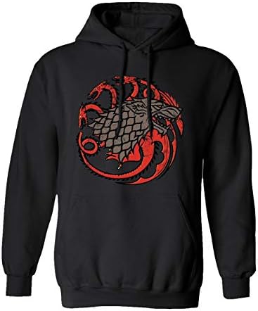 TMB Apparel New Novelty Shirt House Stark Targaryen Sigil Mash-Up Shirt of Thrones Men's Hoodie Hooded Sweatshirt