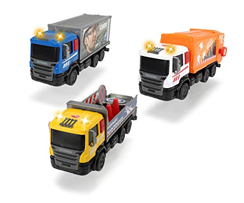 Dickie Toys Scania City Team, Müllauto, Müllwagen, Lastwagen, Müllabfuhr Kinder, 17 cm, 3-sort.
