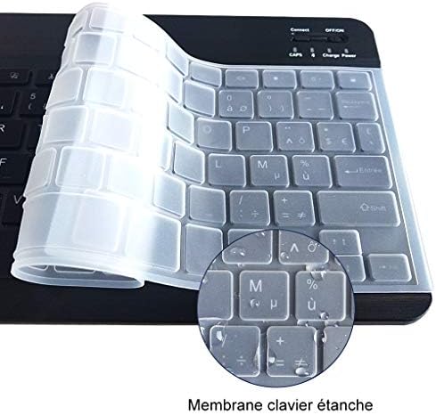 HOTLIFE Clavier Français Bluetooth sans Fil, Clavier Rétroéclairé [AZERTY français] Wireless Bluetooth Ultra Fin avec Batterie Rechargeable, Systèmes iOS, Longue Durée de Veille Léger et Portable