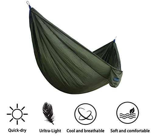 Esup XL Camping Hammock -Multifunctional Lightweight Nylon Portable Hammock, Best Parachute Hammock For Backpacking, Camping, Travel, Perfect Father's Day Gift (Army Green, 118"(L) x 78"(W))