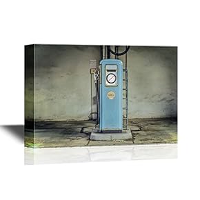 Canvas Wall Art - A Blue Gas Pump at Petrol Stations - Gallery Wrap Modern Home Art | Ready to Hang - 12x18 inches