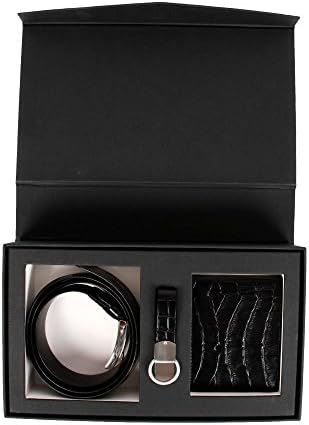 35-36 Affilare Men's Italian Leather Belt and Wallet Set - Black 12GBCFTD187BK