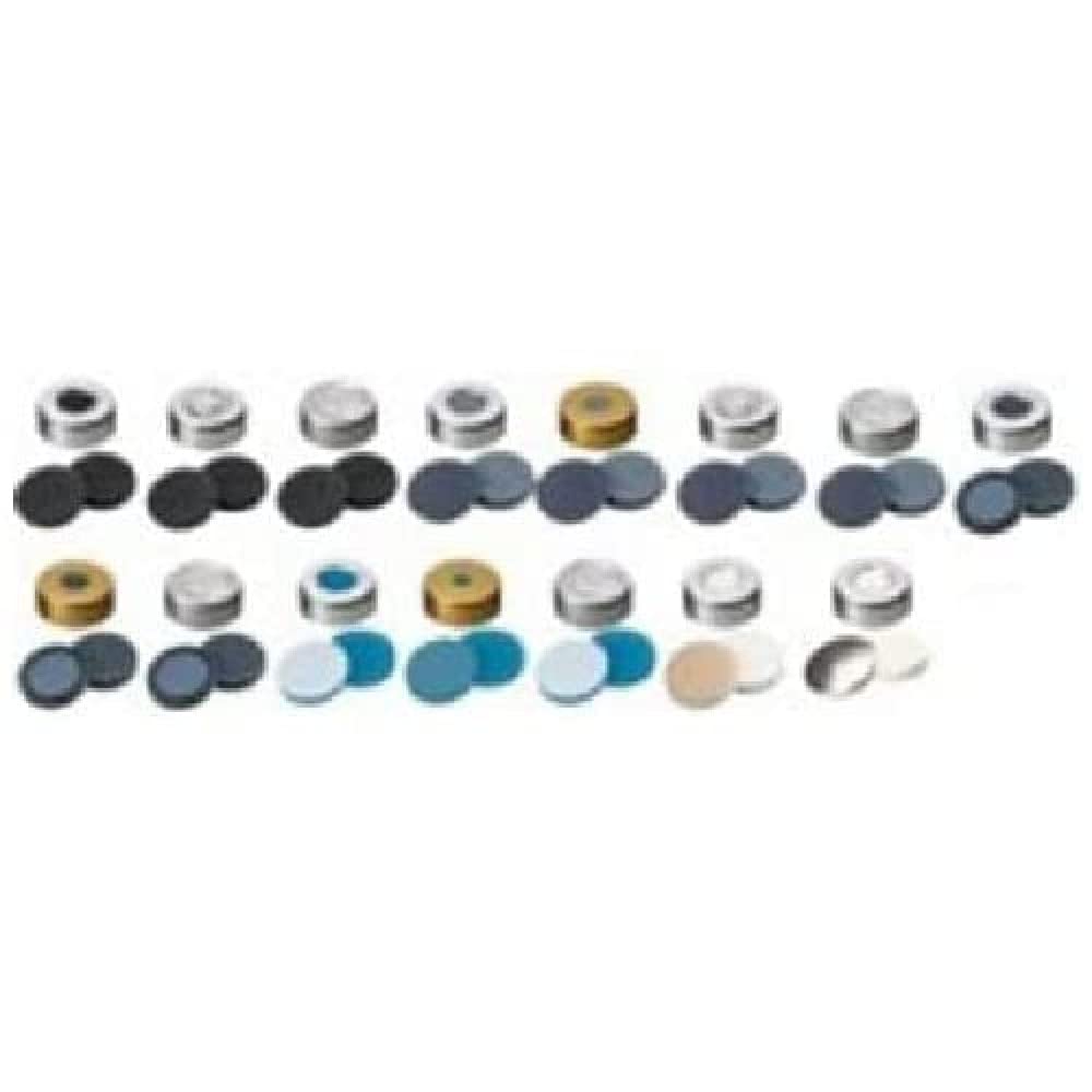 Neolab 7 0827 Magnetic Bördelkappe with Hole Silicone, ND20, Blue/Clear/Gold (Pack of 100)