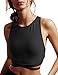 ASMAX HaoDuoYi Womens Jersey Training Sports Crop Top Backless Tank T Shirt (S, Black)